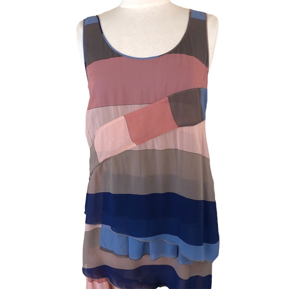 Chris Benz x Anthropologie 100% Silk Striped Dress Asymmetrical - Picture 4 of 13